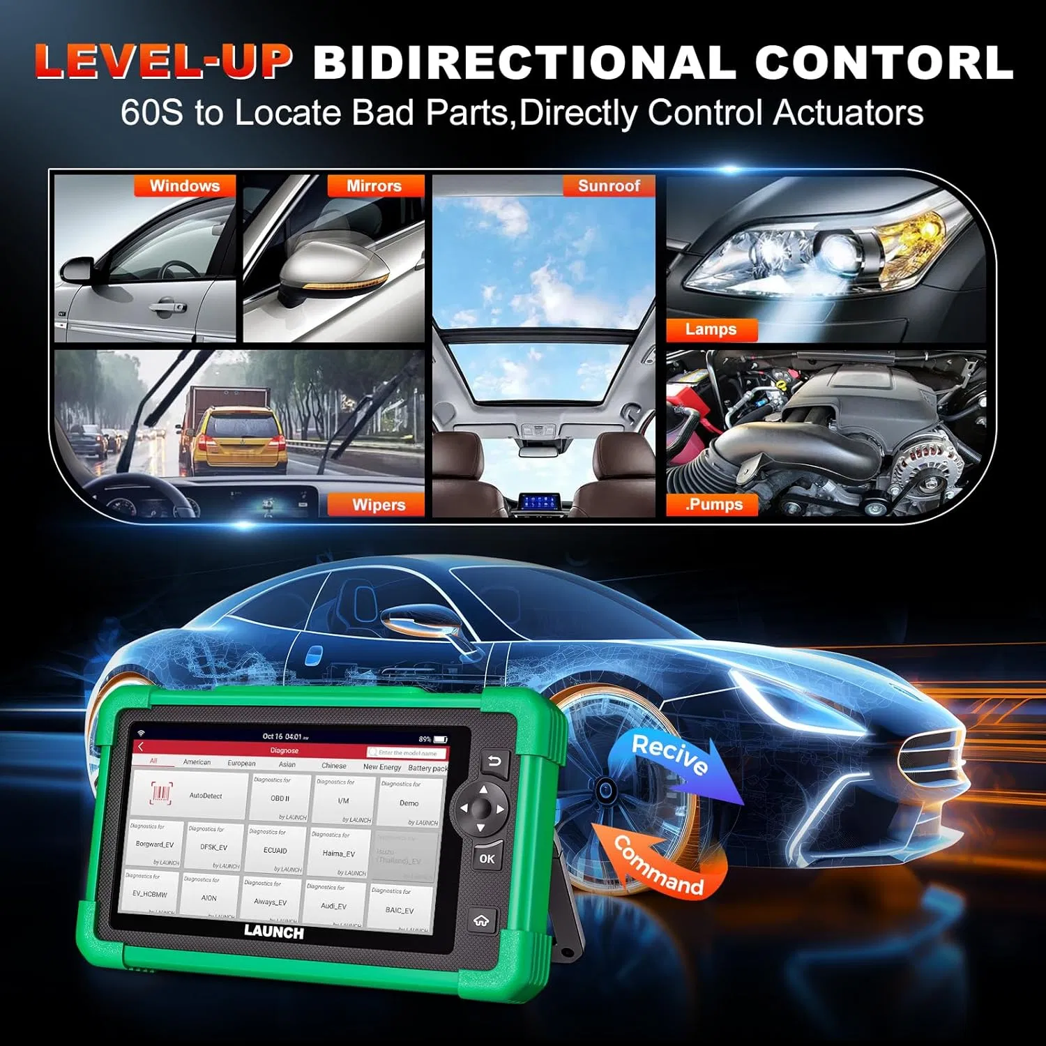 2026 Launch Crp919 EV OBD2 Scanner with 7 Inch Screen All System Diagnostic Electric Car Diagnostic Tool for New Energy Car