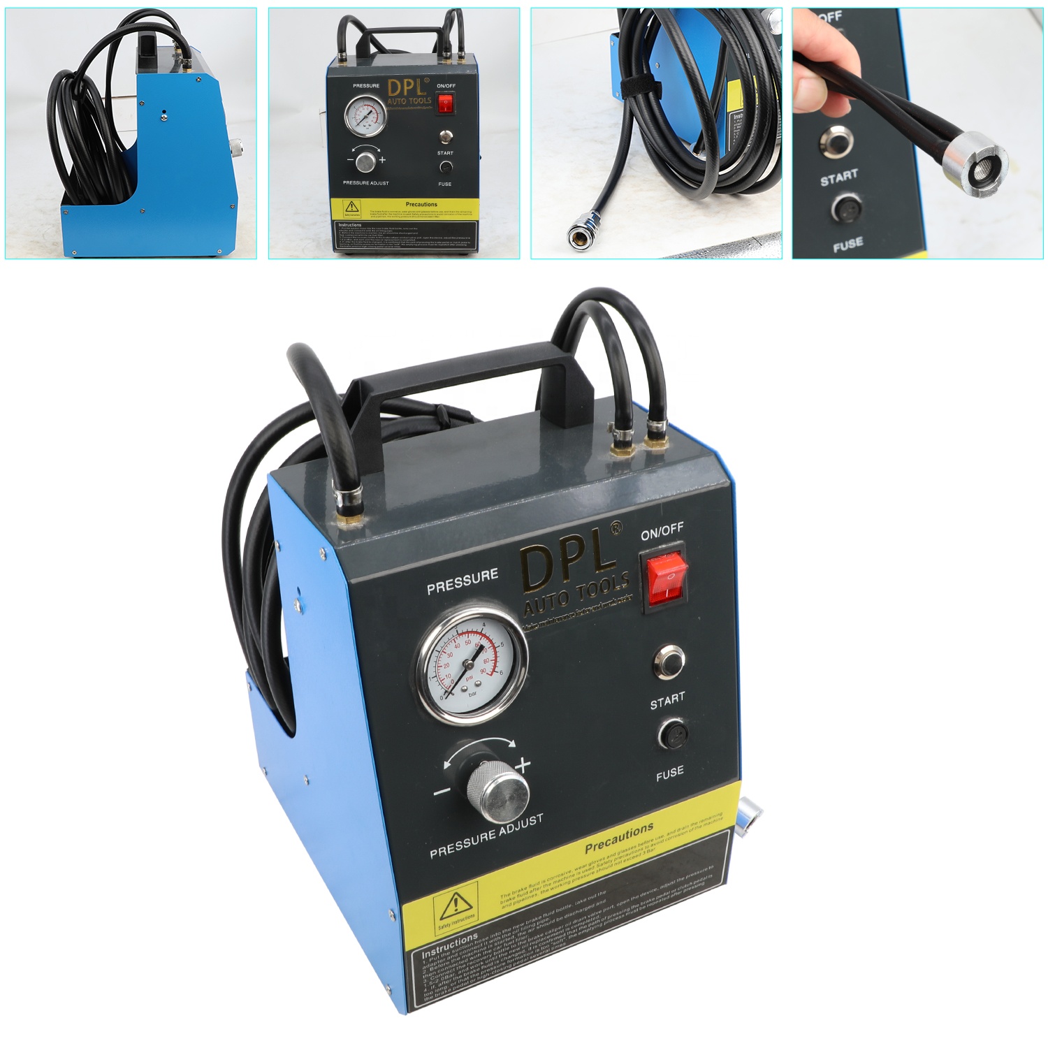 HTL 12-24V Automatic Car Brake System Fluid Bleeder Kit Electrical Brake Fluid Changer Exchanger With Adapter