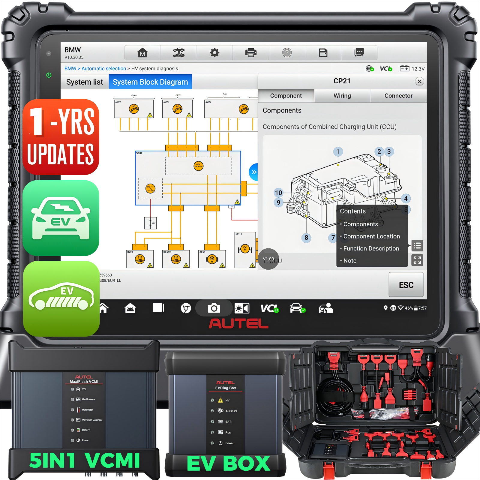 New Autel MaxiSYS Ultra EV Diagnostic Tools High-Voltage Battery Pack Analysis EVDiag Kit Bi-Directional ECU Coding Programming