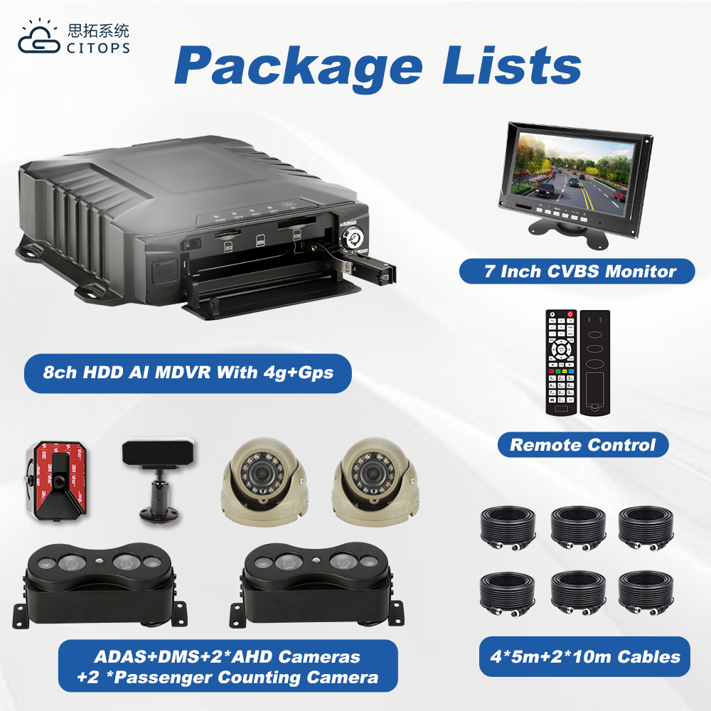 8 Channel HDD MDVR Bus Monitoring System Supporting ADAS DMS Passenger Counting Video Recording For Public Transportation Fleets