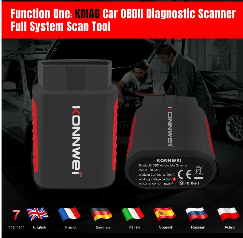 KONNWEI KDIAG Full Function Diagnostic Instrument ABS airbag Brake Pad Multi-function Diagnosis Breaking Scanner
