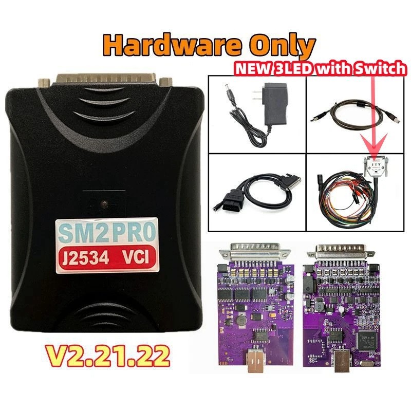 Cross-Border SM2 PRO J2534 VCI PCM ECU Programmer V22122 with USB Interface for OLIVER Cars Black Color