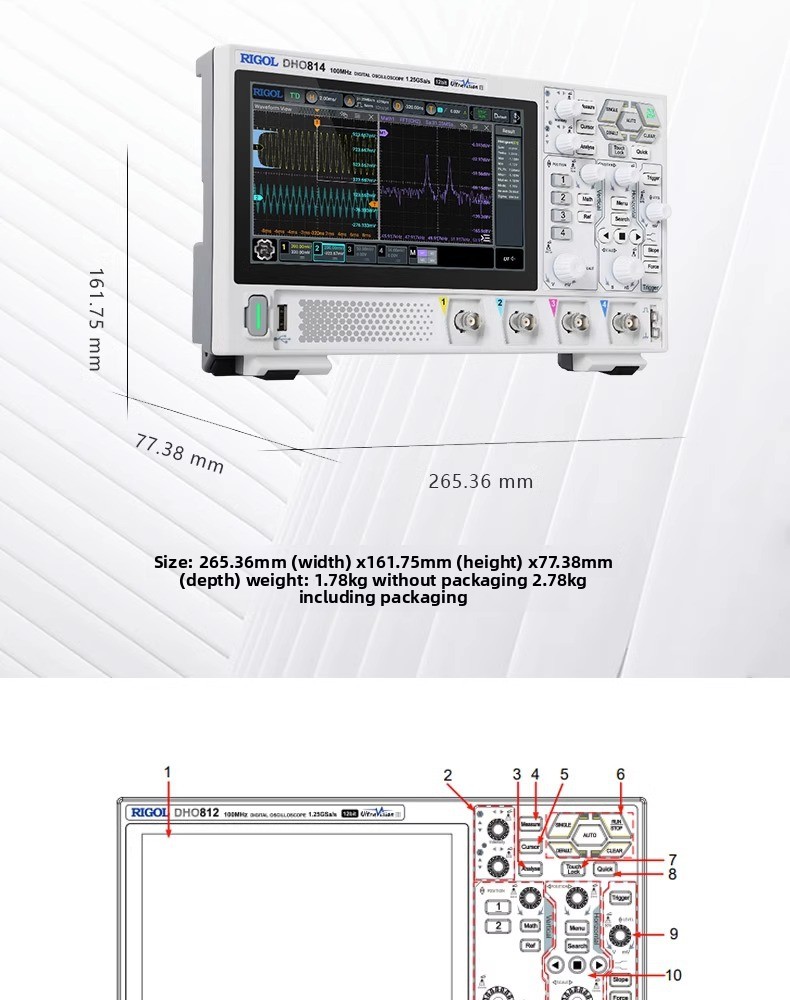 RIGOL DHO804/DHO814 HD Touch Screen Portable Digital Oscilloscope 100M Analog Bandwidth