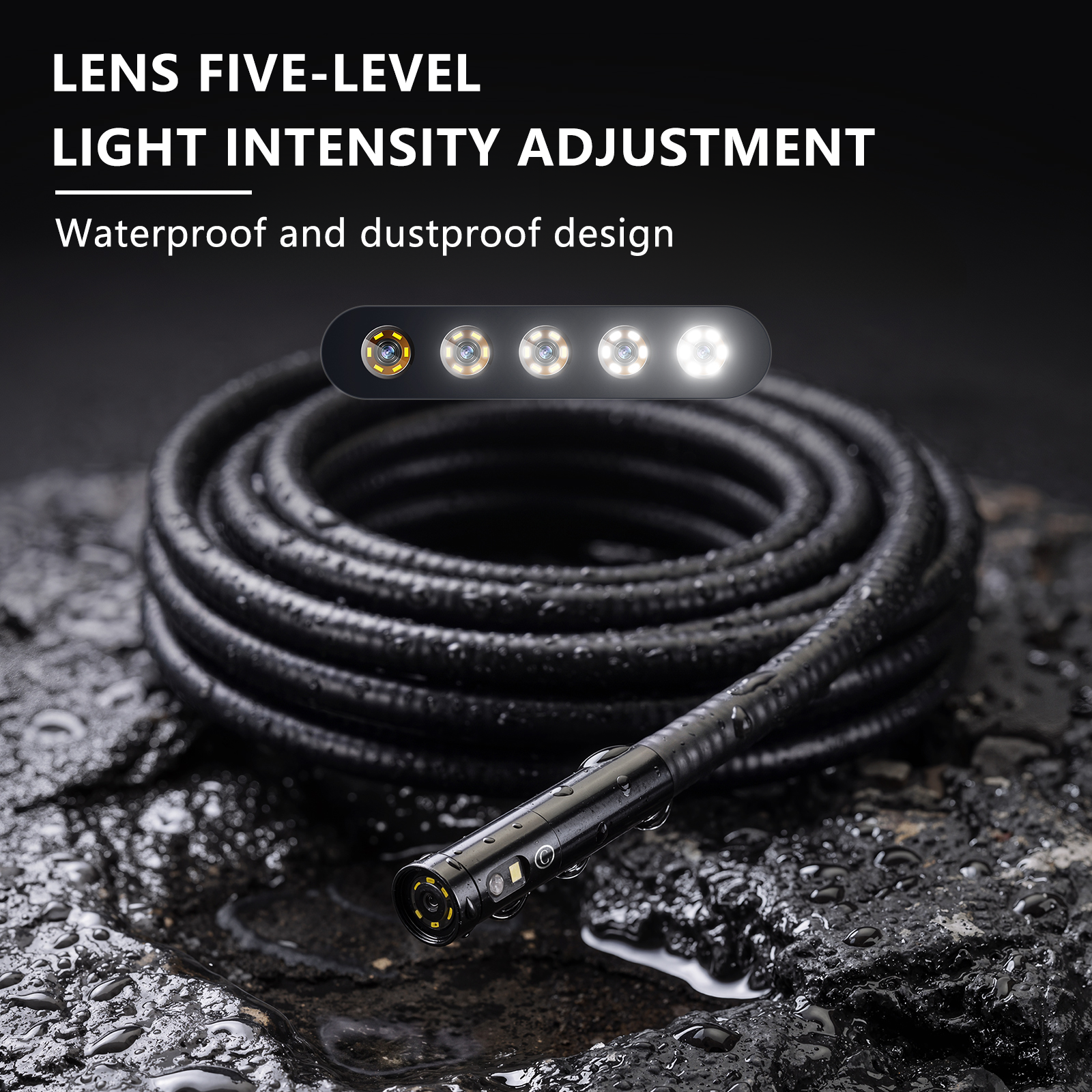 5" IPS HD Handheld Version Snake Camera, 8 Optional Probes Automotive Borescope Waterproof Inspection Industrial Endoscope