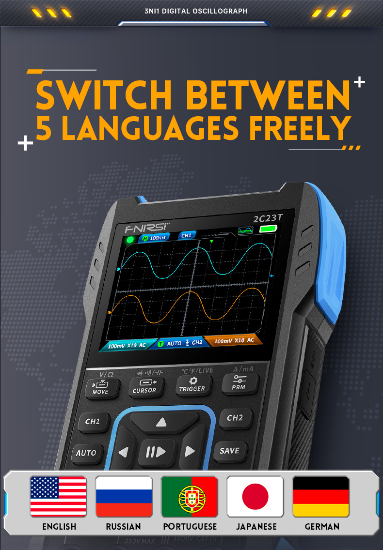 Portable Dual Channel Three-in-One Handheld Digital Oscilloscope for Auto Repair Small and Easy to Use