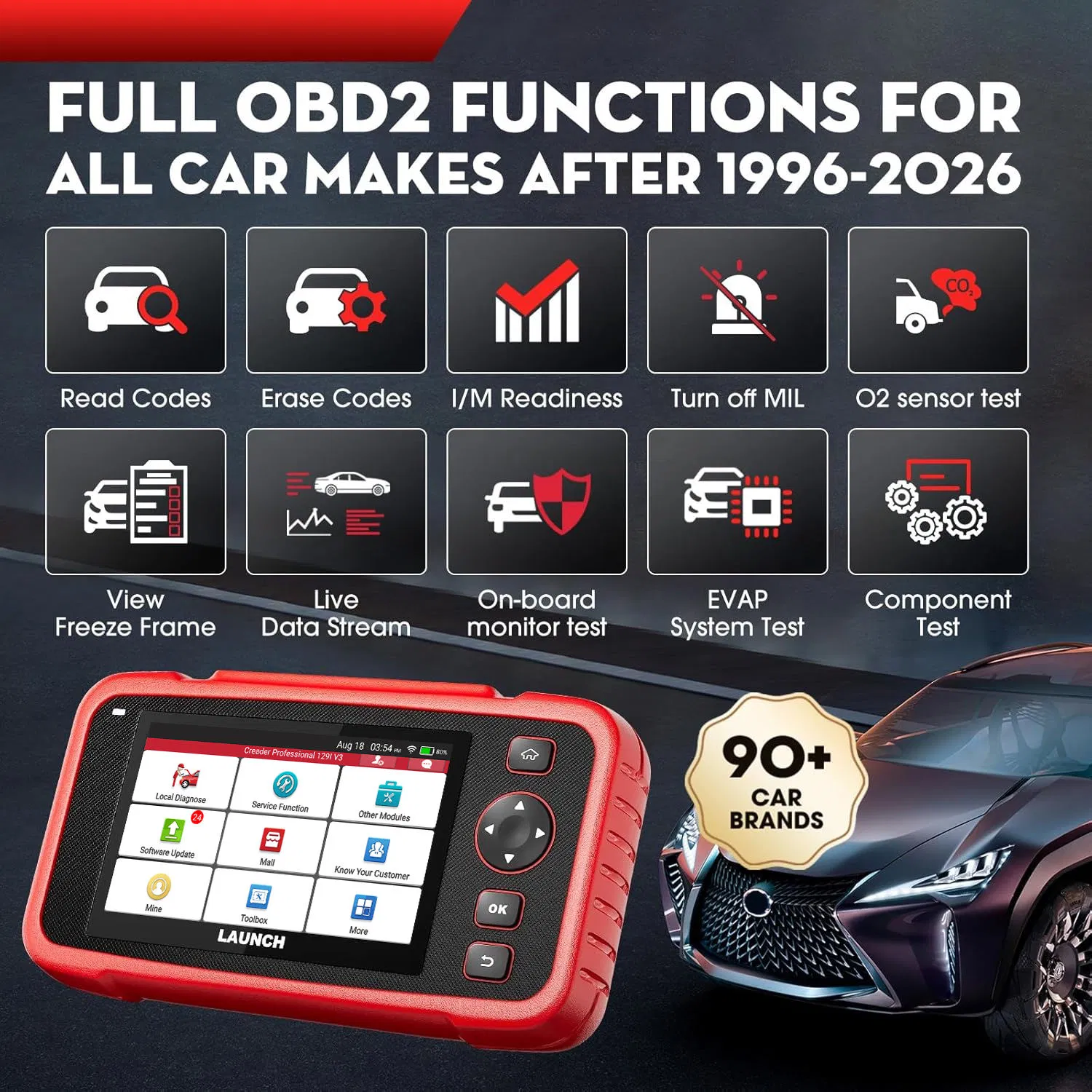 Launch Crp129I V3.0 OBD2 Car Scanner 12+ Reset Services Auto Vin Scan Support Canfd&Doip Code Reader Car Diagnostic Scanner Lifetime Free Update
