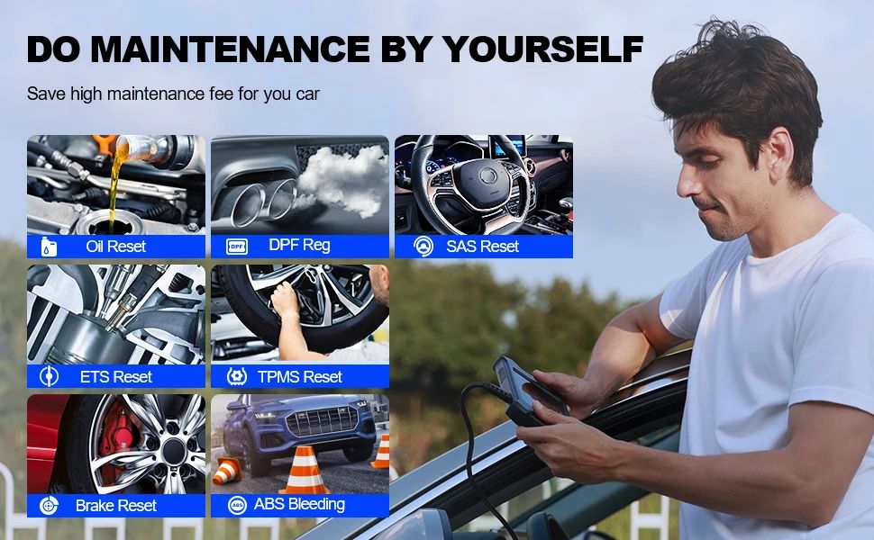 MUCAR CS6 Obd2 Scanner All Car Diagnostic Tools ABS SRS ECM TCM BCM TPMS 6 Resets Vehicle Diagnostic Scan Tool Free Upgrade