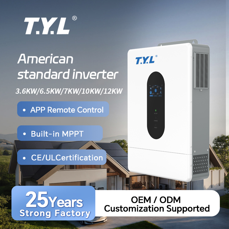 TYL 6500W Single Phase Hybrid Inverter with 120A Charging Current Dual MPPT 120V-300V Input 99% Efficiency for Energy Storage