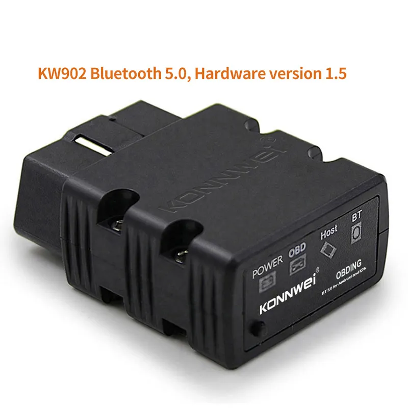 Konnwei Kw902 OBD2 Scanner - Bluetooth 4.0/5.0, Ios/Android, Car Diagnostic Tool (Black)