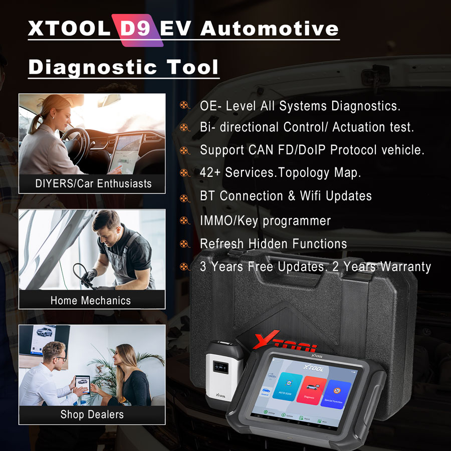 XTOOL EV Electric Vehicles Diagnostic Tablet DoIP and CANFD Xtool EV Battery Tester for Tesla BYD With Battery Pack Detection