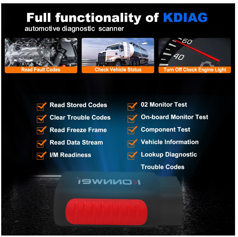 KONNWEI KDIAG Full Function Diagnostic Instrument ABS airbag Brake Pad Multi-function Diagnosis Breaking Scanner