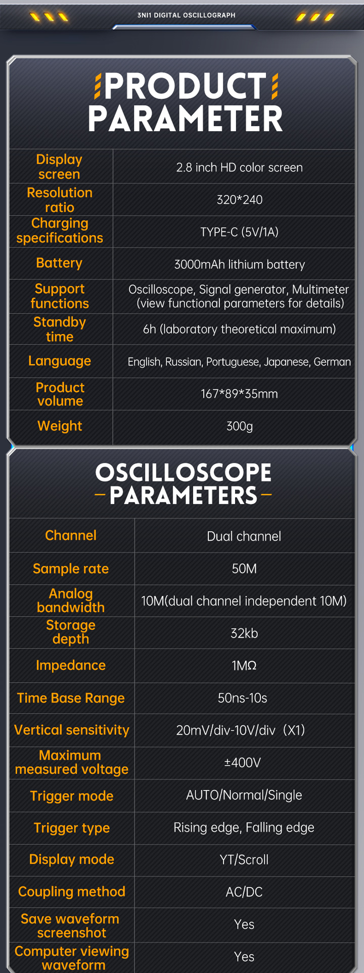 Portable Dual Channel Three-in-One Handheld Digital Oscilloscope for Auto Repair Small and Easy to Use