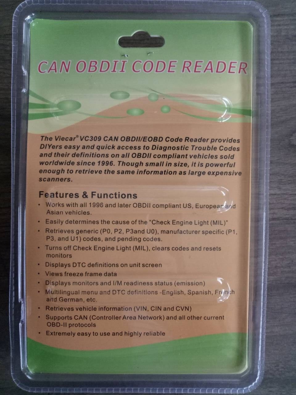 Easy Use OBD II Car Code Reader V1.5 Display Key Programmer VC309 OBD2 Scanner Diagnostic Tools
