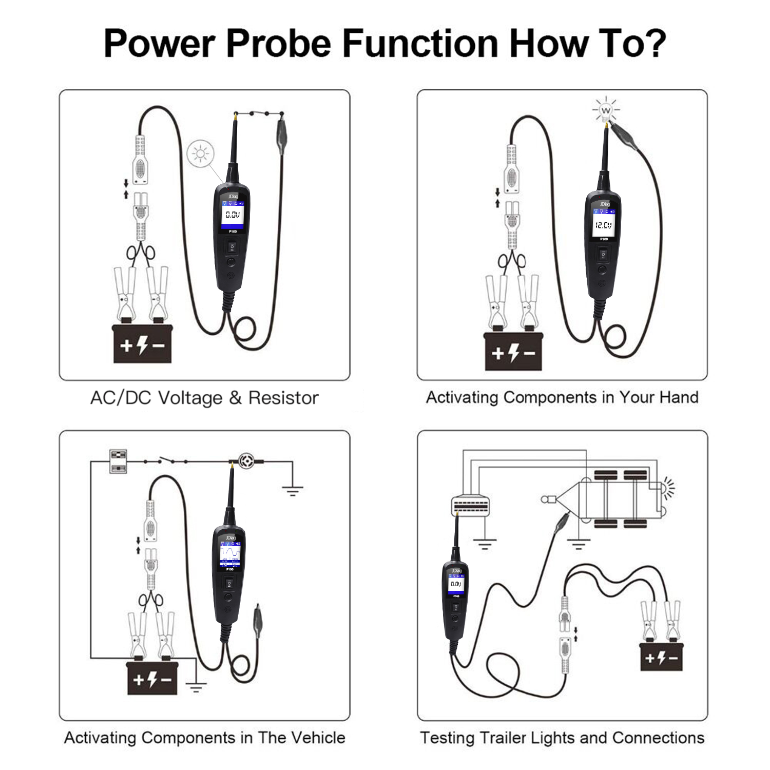 Topdiag P100 10m Extension Cable Electrical System Diagnostic Tool Automotive Circuit Tester for Truck Motorcycle Tests Tool