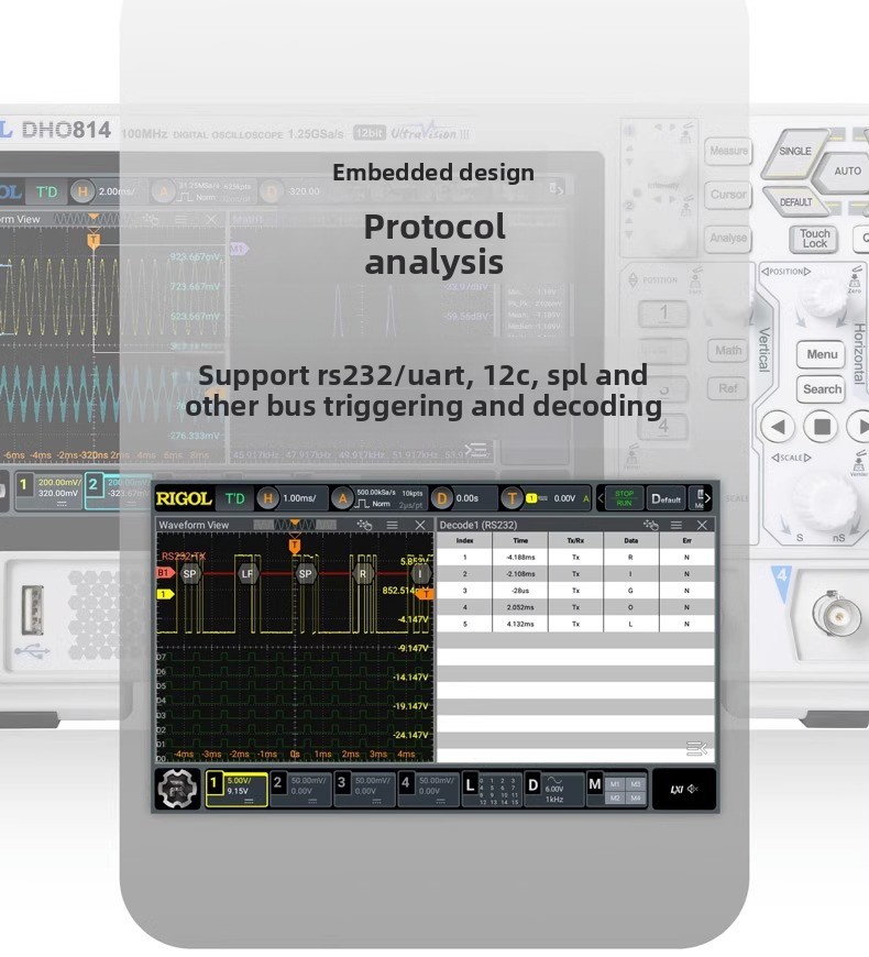 RIGOL DHO804/DHO814 HD Touch Screen Portable Digital Oscilloscope 100M Analog Bandwidth
