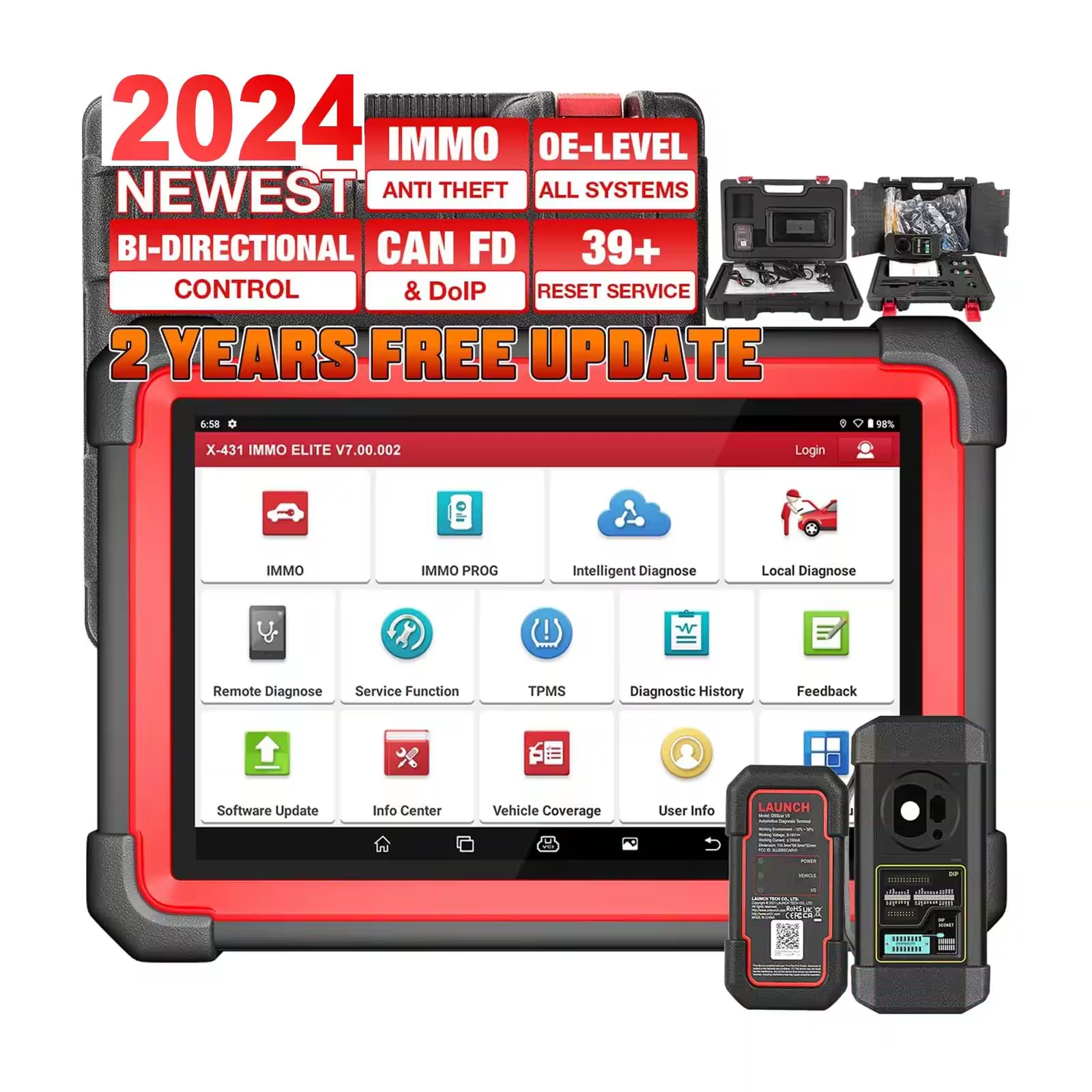 2025 LAUNCH X431 IMMO ELITE Car Diagnostic Scanner Smart KEY Programming Tool with 2 Years Update