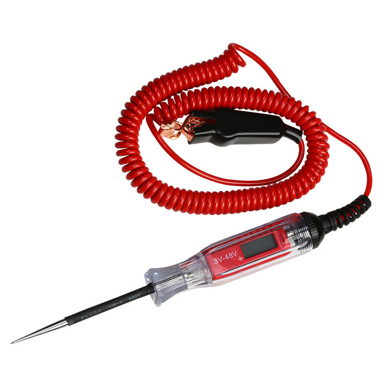 Heavy Duty 3-48V Automotive Circuit Tester with Backlit Digital LCD Voltage Display with Stainless Probe