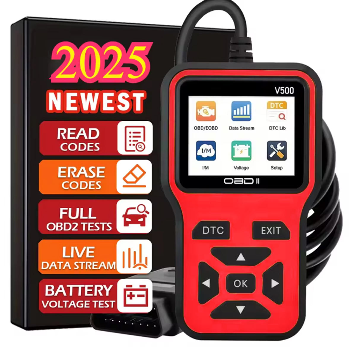 Electric Car OBD2 Scanner Diagnostic Code Reader English Engine Fault Diagnosis Tool with 12 Month Warranty