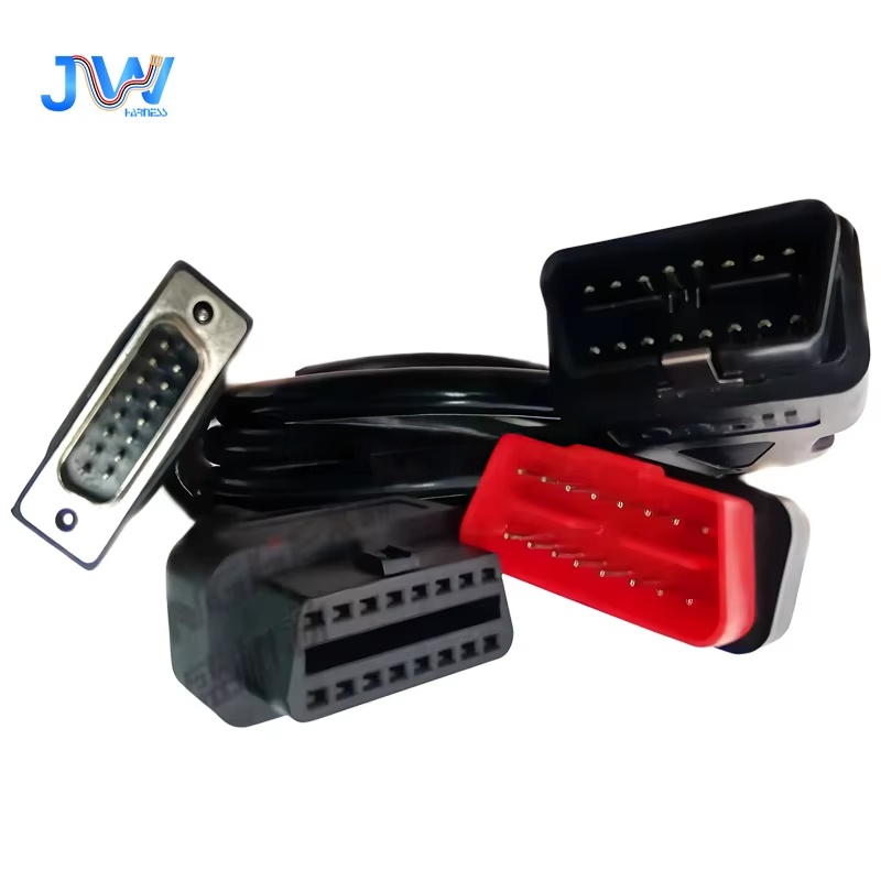 OBDII Extension Cable Assembly 16Pin Connector Automotive Diagnostic Wiring Harness With Customizable Materials