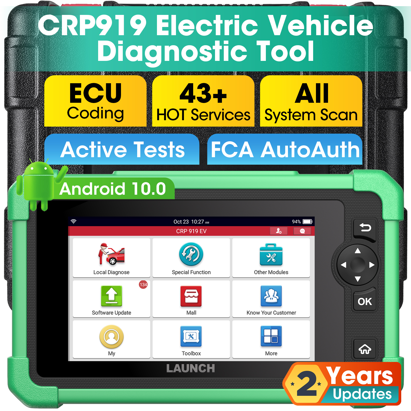 LAUNCH CRP919 EV Bidirectional Scan Tool for Electric Vehicles New Energy Cars ECU Coding CANFD&amp;DOIP FCA AutoAuth Reset