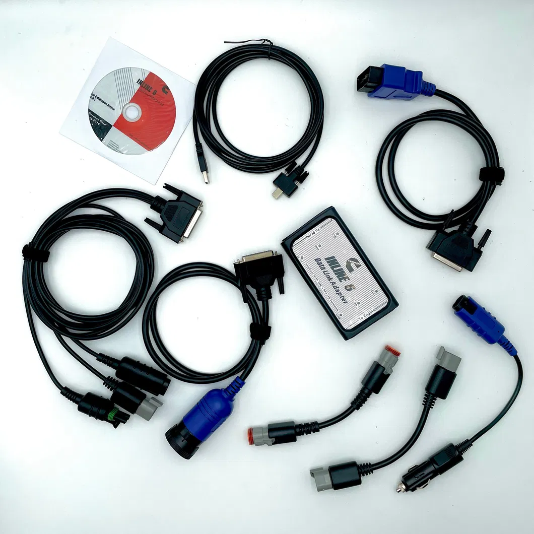 Professional for COM-Mins Inline 6 V7.62 Data Link Adapter Heavy Duty Diagnostic Tool Full 8 Cable Truck Scanner Inline6