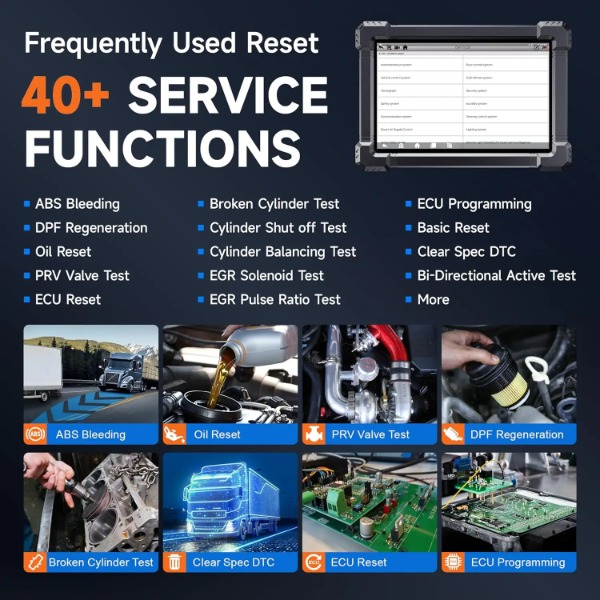 2024 ANCEL X7 HD Heavy Duty Truck Scanner 24V Full System EPB ABS Oil Reset SAS D-P-F Regen TPMS ECU Coding OBD2 Diagnostic Tool