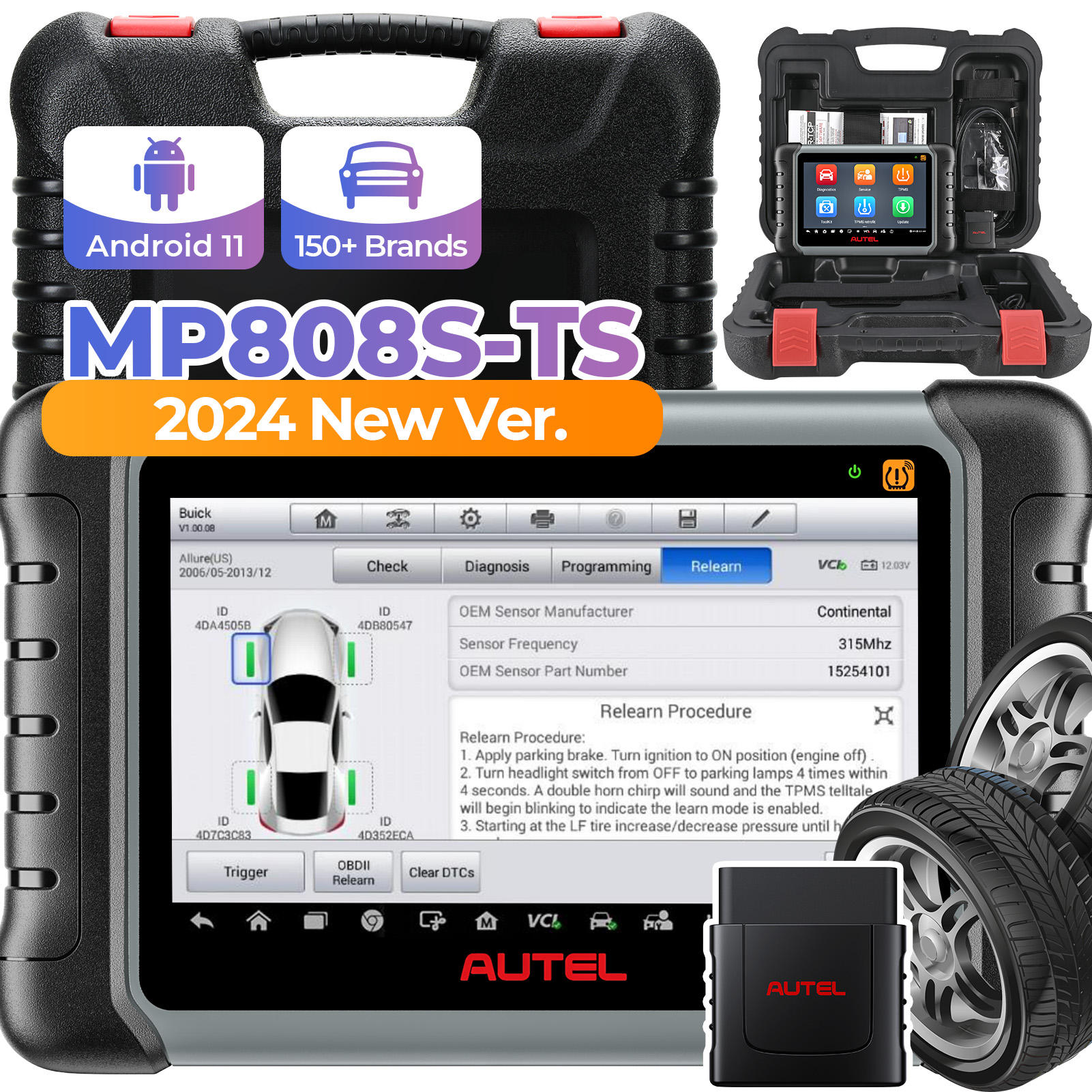 For Maxipro MP808S-TS Scanner Camry Q5 X3 TPMS Relearn Diagnostic Tool Universal Fitment 12V One Stop Solution for Vehicle