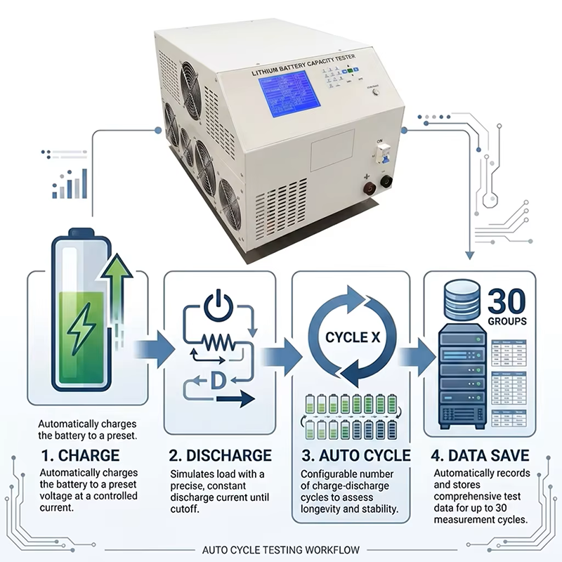 HF10060 Multi-Function Lithium Battery Capacity Tester 100V 60A Charge/Discharge 110V/220V Automatic Cycle Li-Ion Battery Pack