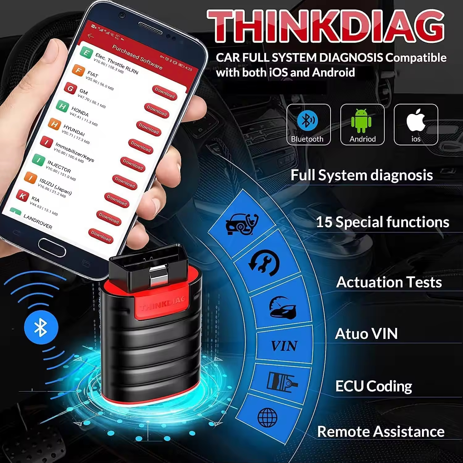 Thinkdiag with Extension Cable automotive diagnostic tool full system ECU programming scanning equipment