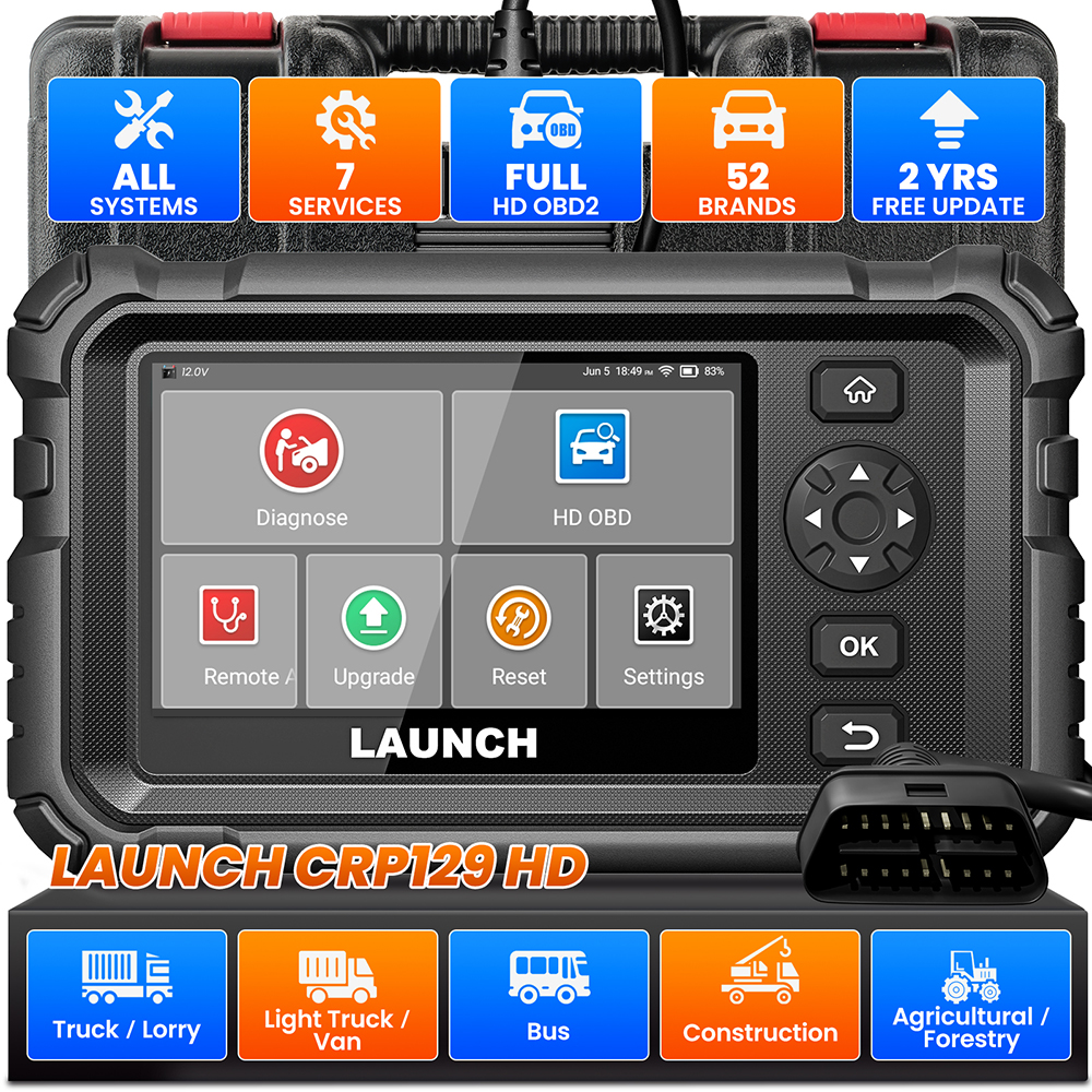LAUNCH CRP129 HD 24V Heavy Duty Truck Scanner Full System Diesel Scan Tool With 7+ Resets