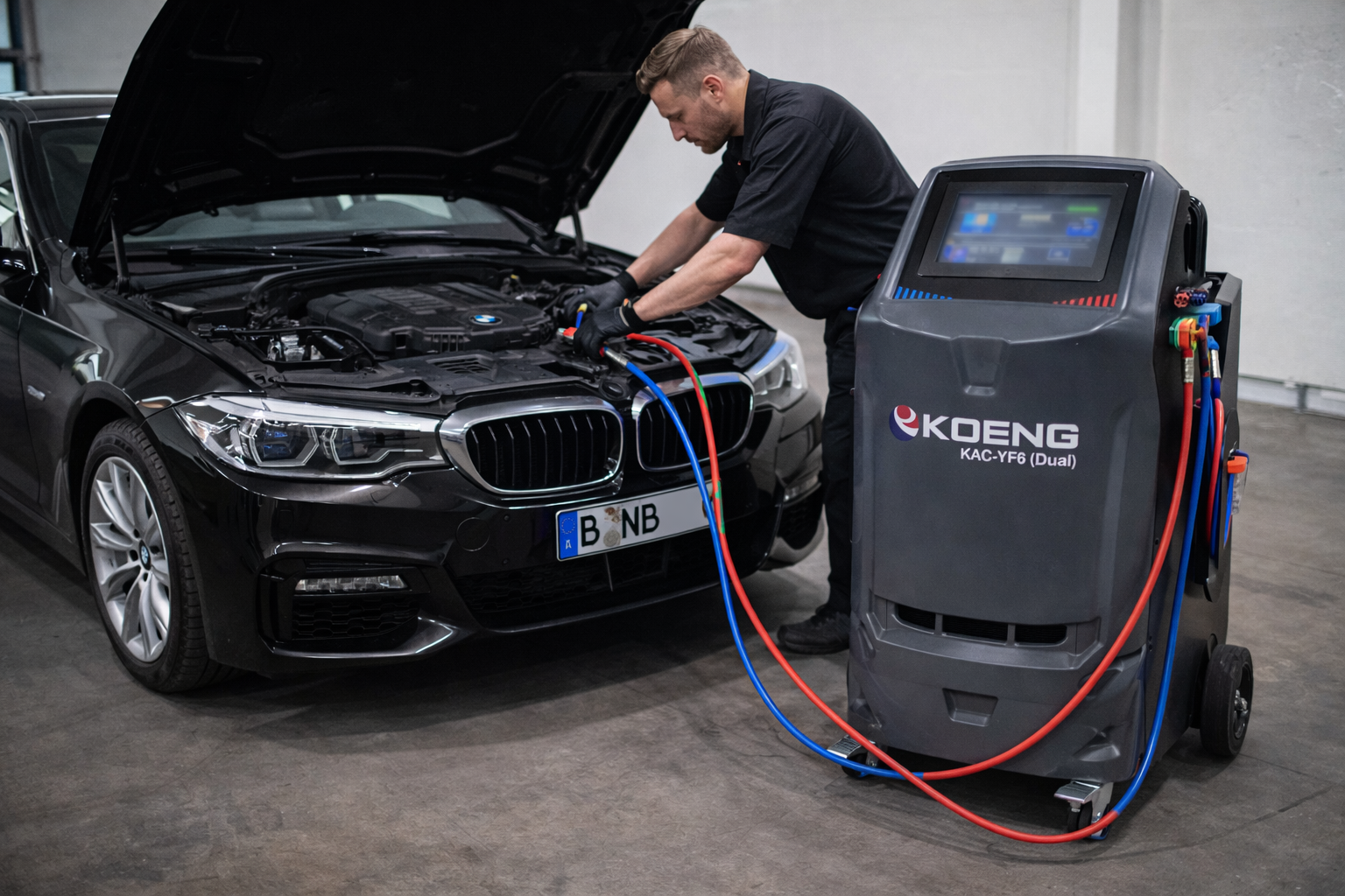 KOENG KAC-A6(134a) Automatic Automotive AC Service Machine 5" LCD Display 180 L/min Vacuum Pump | Refrigerant Recovery Equipment