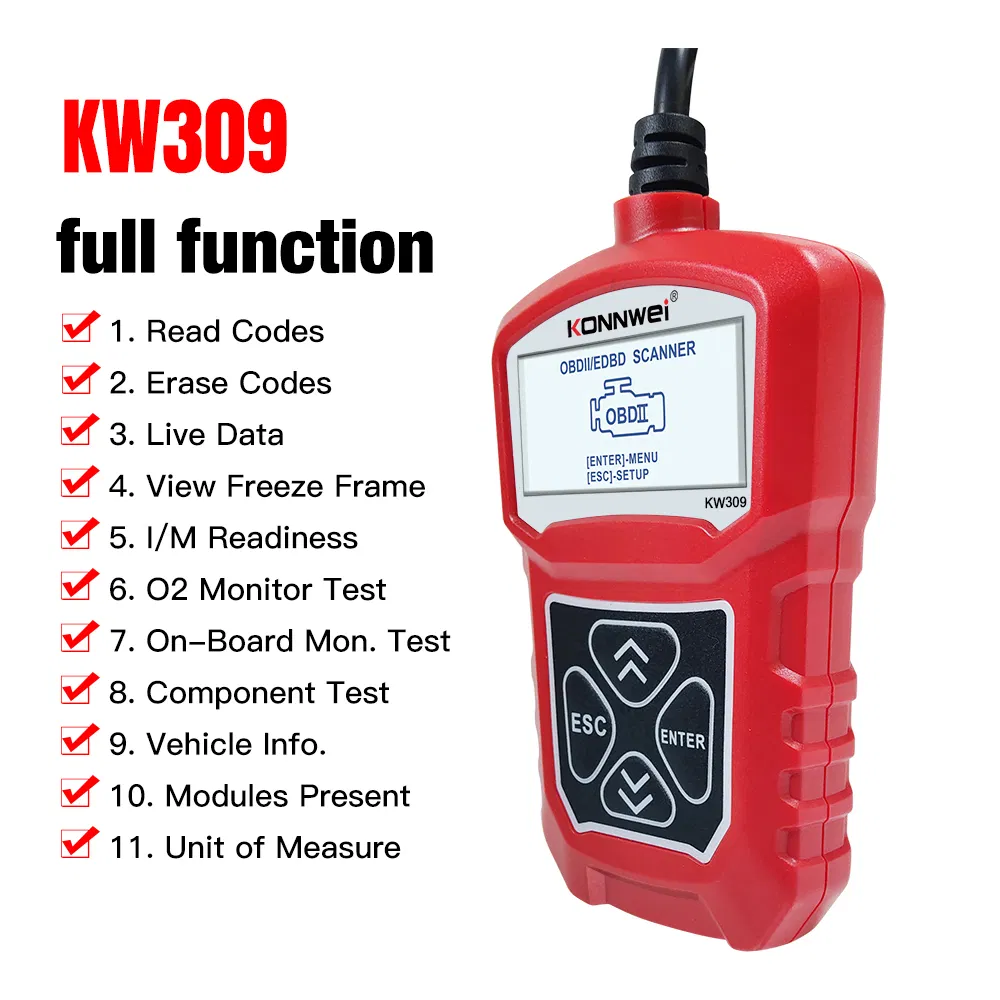 Konnwei Kw309 OBD2 Scanner - Automotive Diagnostic Tool, Red