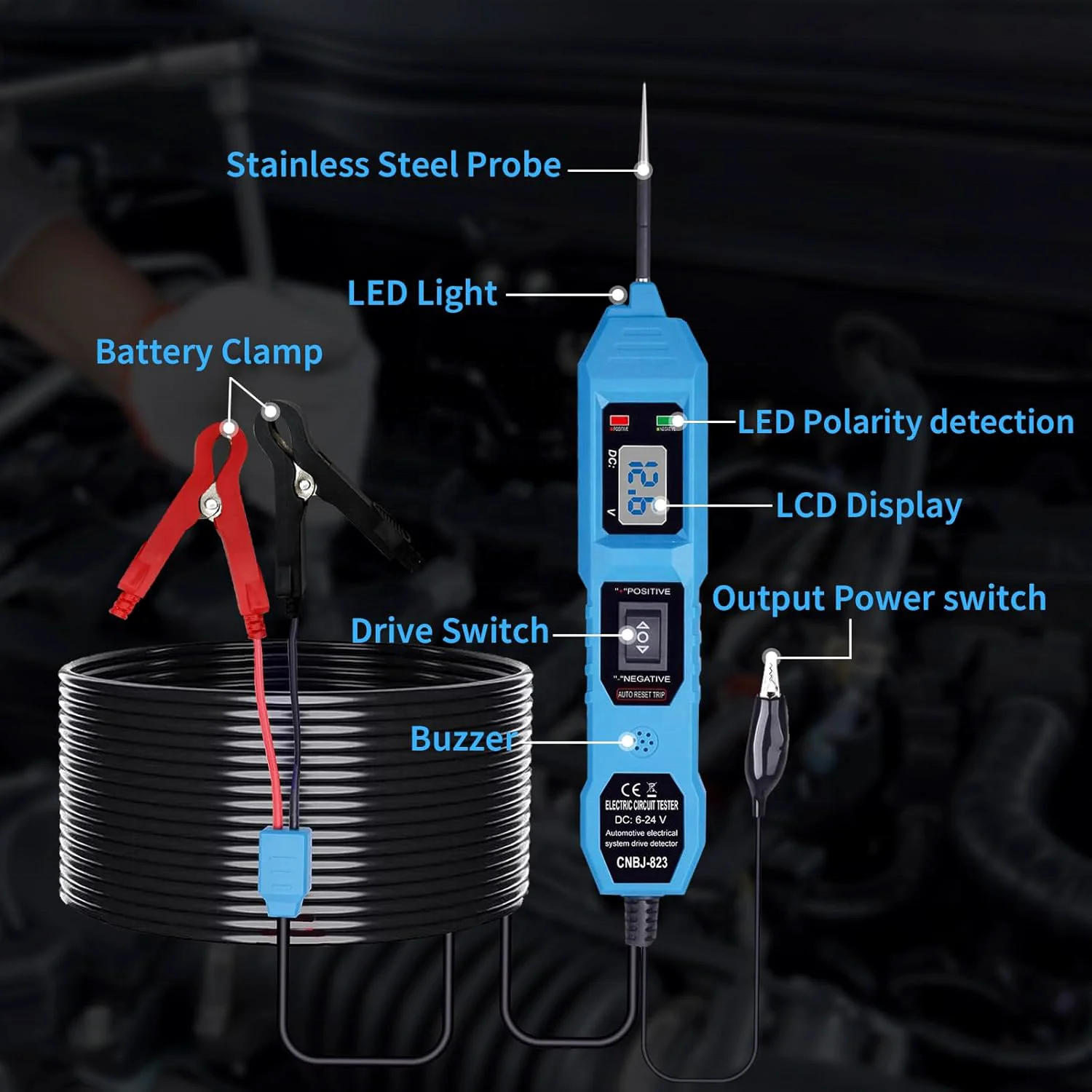Heavy Duty Continuity Tester Pen Diagnostic Tool Automotive Power Circuit Tester for Vehicle Truck Maintenance