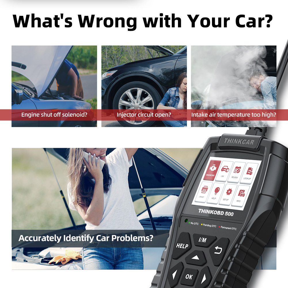 ThinkOBD 500 Car Engine Fault Code Reader EOBD 2.8 Inch Engine Analyzer Screen Diagnostic Scan Tool Universal OBD2 Scanner