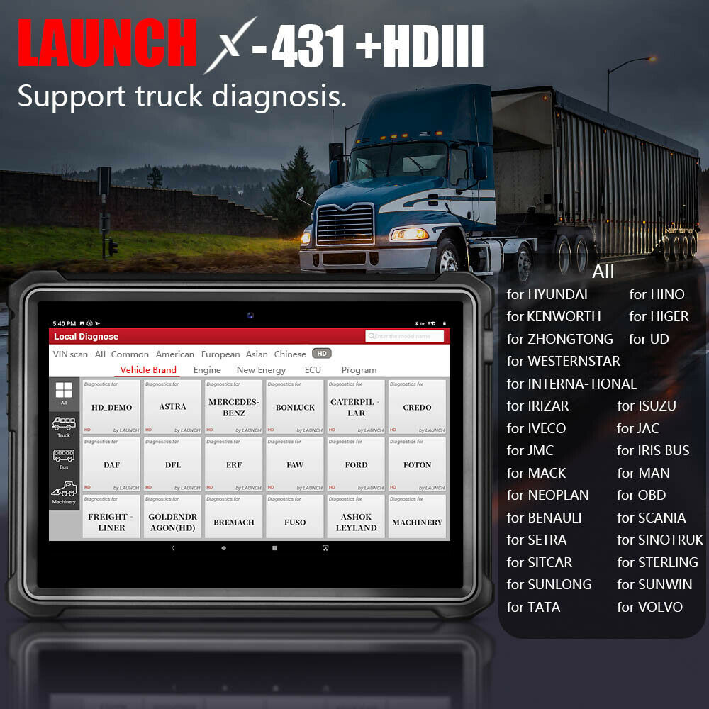 Best Launch X431 Heavy Duty Truck Diagnostic Scanner ECU Coding Scan Tool With HD3 Module Adapter