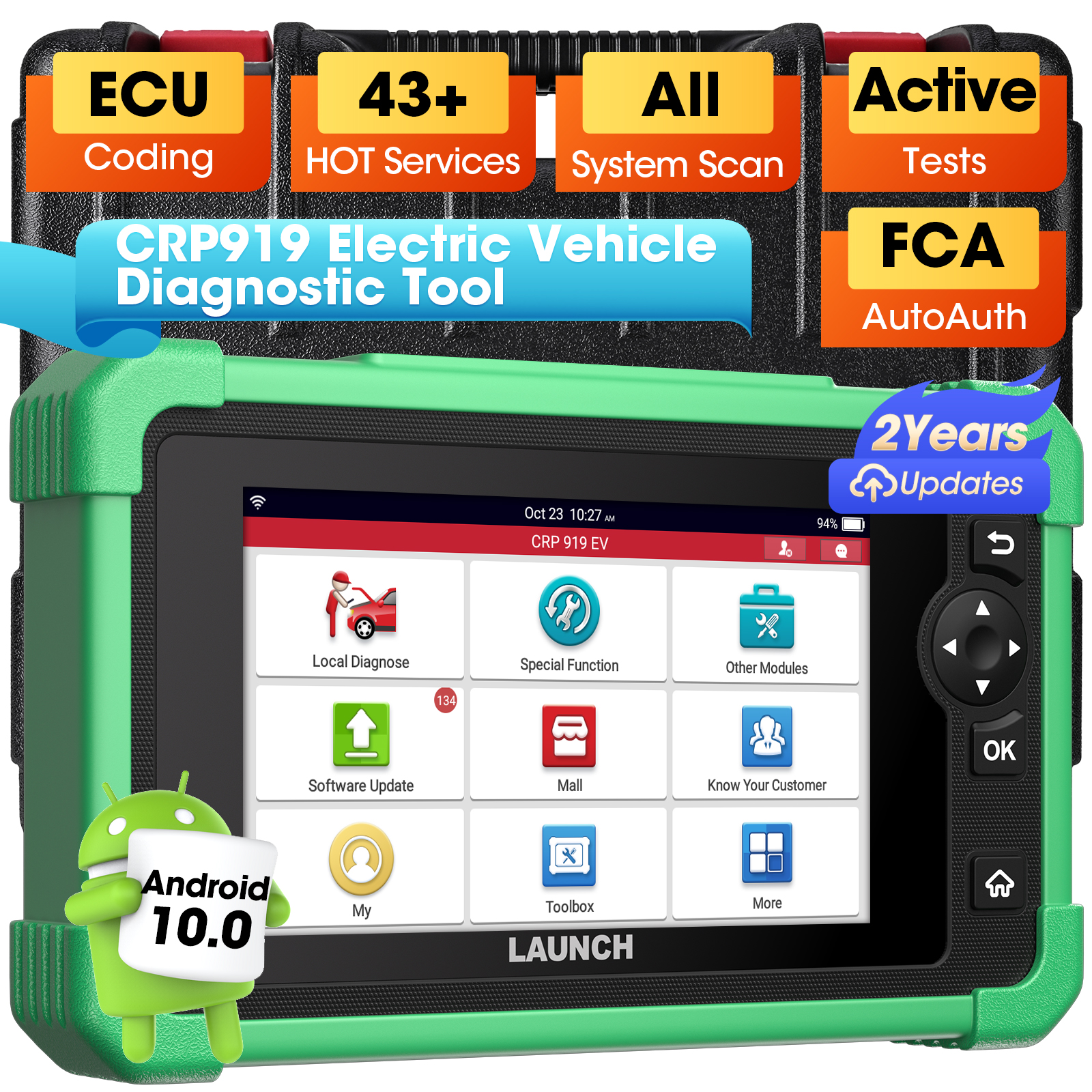 LAUNCH CRP919 EV Bidirectional Scan Tool for Electric Vehicles New Energy Cars ECU Coding CANFD&amp;DOIP FCA AutoAuth Reset
