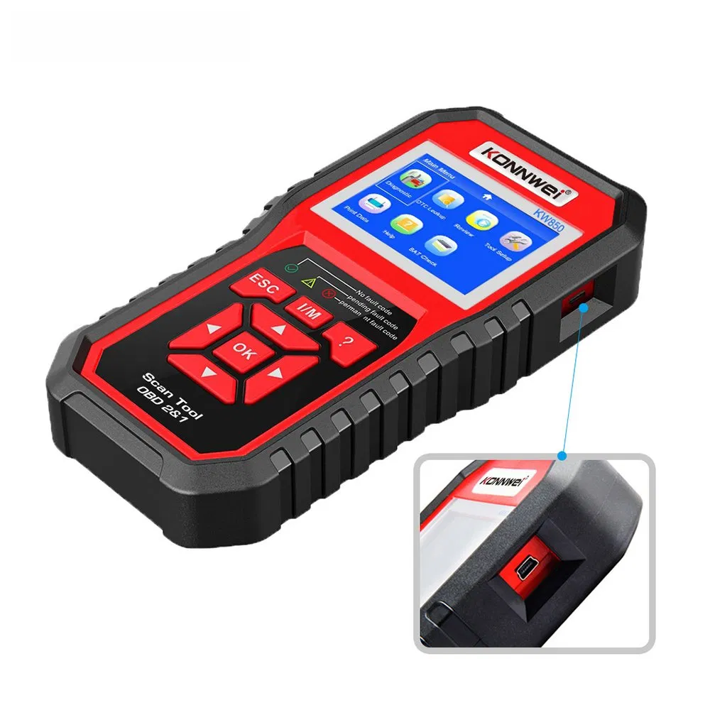Konnwei Kw850 OBD2 Code Reader Scanner Car Diagnostic Tool OBD II Automotive Scan Tool Engine Check Support 8 Languages
