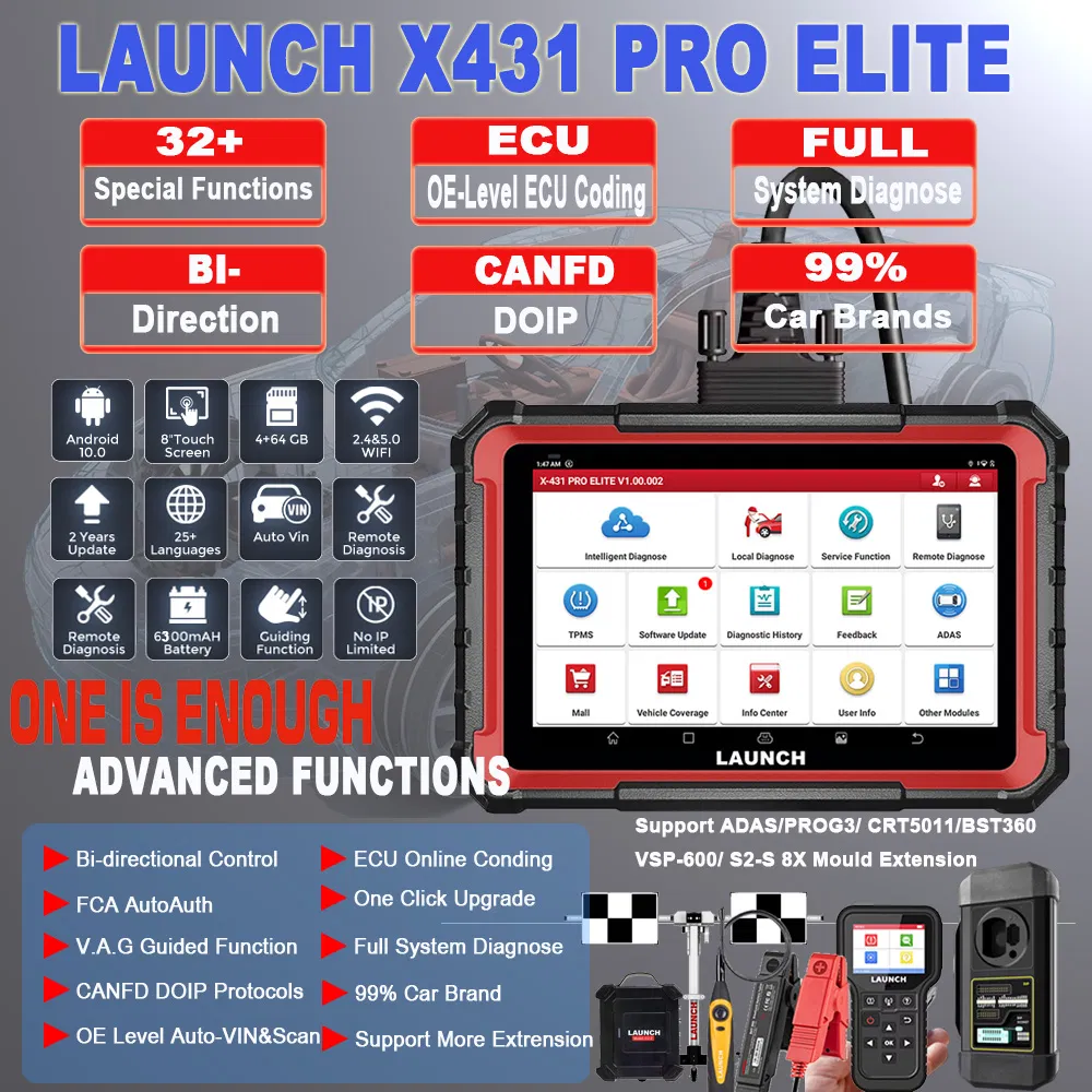 Original Launch X431 PRO Elite OBD2 Scanner ECU Coding All System Diagnostic Tool
