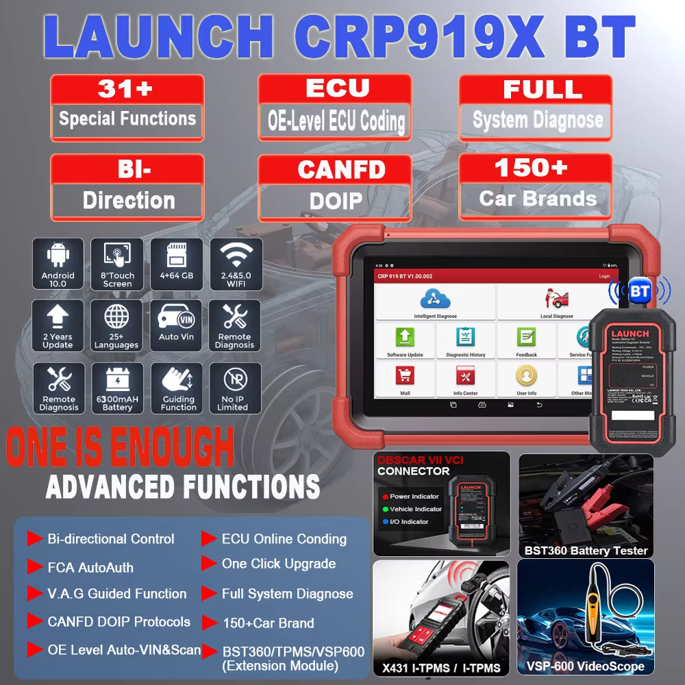 For X431 CRP919X BT Full System OBD2 Scanner 31+ Service Functions ECU Programmer Car Diagnostic Tool 13.3" Touch Screen