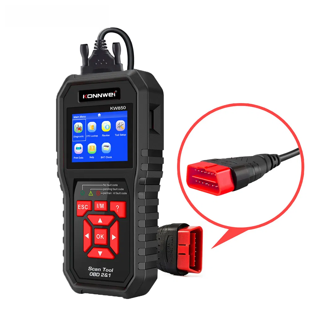 Konnwei Kw850 OBD2 Scanner Code Reader OBD II Automotive Scanner Car Diagnostic Scan Tool Check Engine Tool (Support 8 Languages) - Black