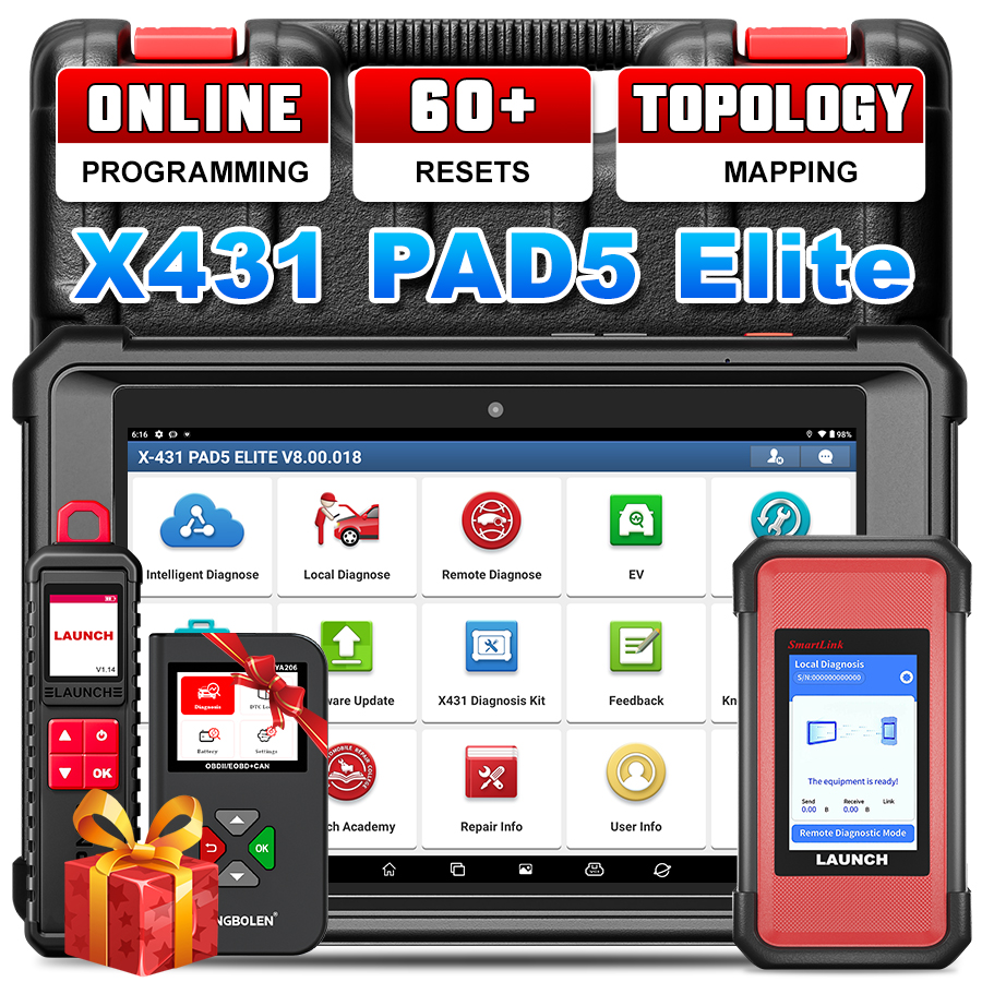 EU warehouse automotive diagnostic tool LAUNCH 2026 X431 Pad5 ELITE 2 years OBD2 update ECU programming scan tool