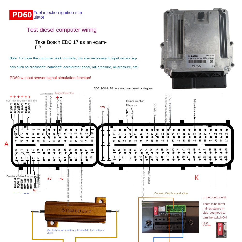 PD60 Fuel Injection Ignition Simulator ECU Maintenance Platform Testing Equipment For Gasoline Diesel Vehicle Engine Analyzer