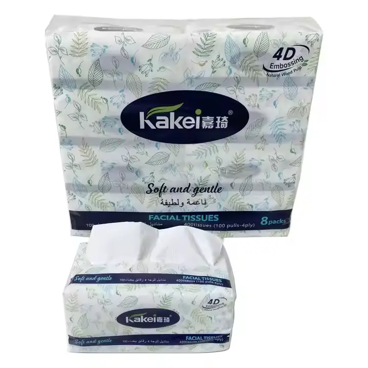 OEM 4-Ply Embossed Facial Tissues, Virgin Wood Pulp, Unscented, Bulk Pack Manufacturer, Exporter