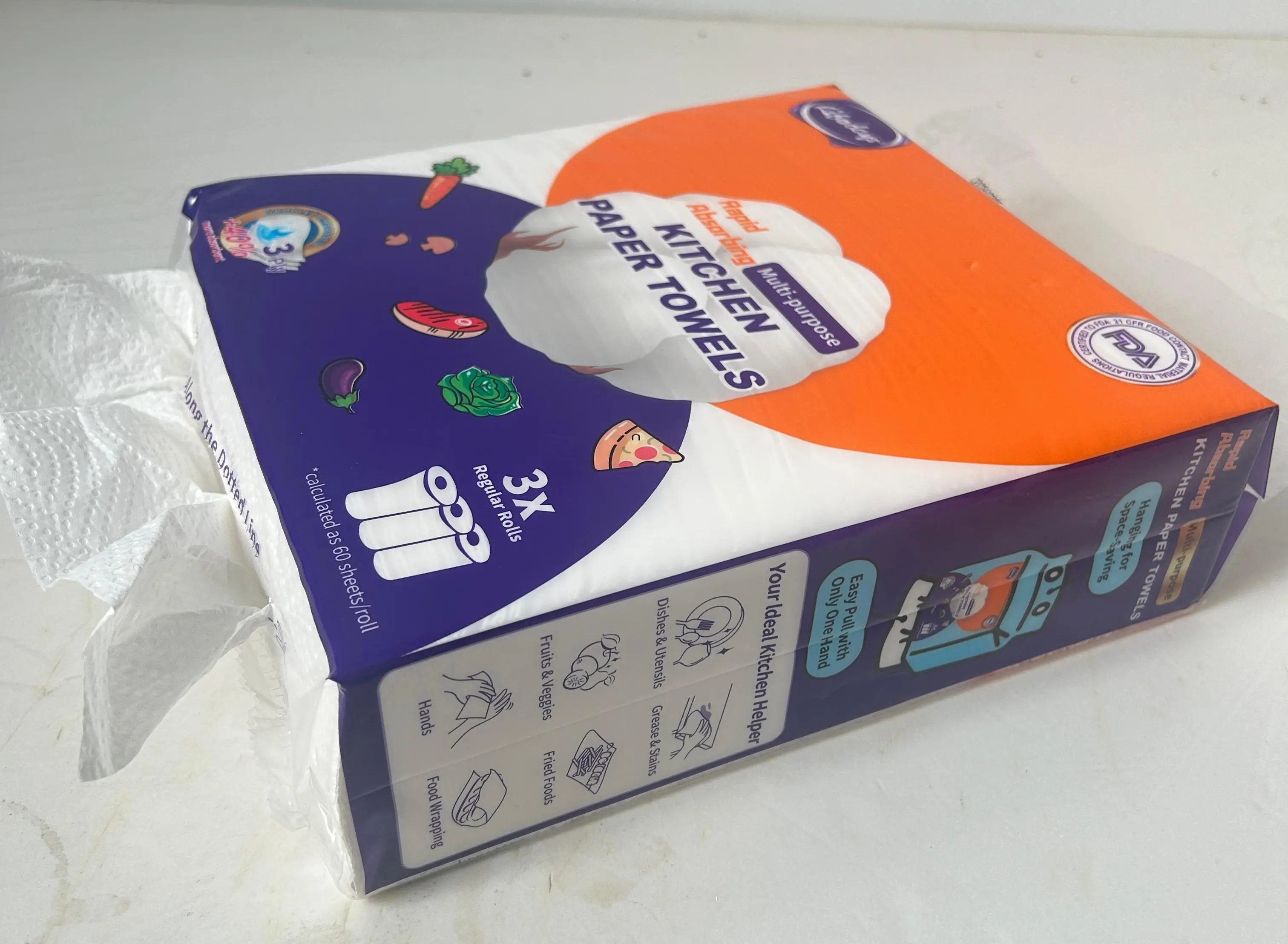 ODM 3-Ply Bottom Pull Kitchen Paper Towels – Easy Dispensing, Strong & Absorbent Product, Factory