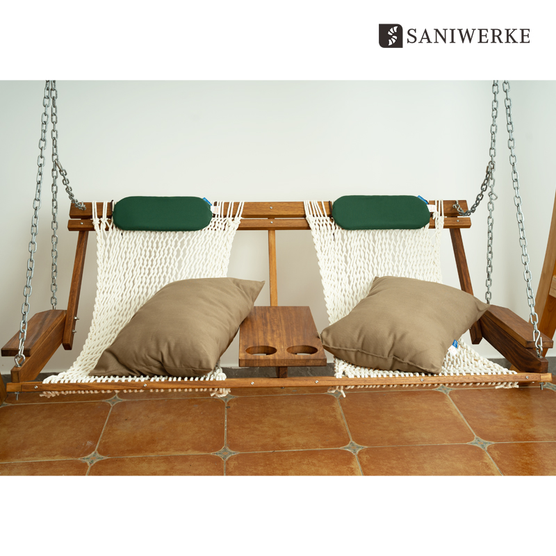 Teak Outdoor Garden Forest Green Pillow Prime Quality Deluxe Patio Swing