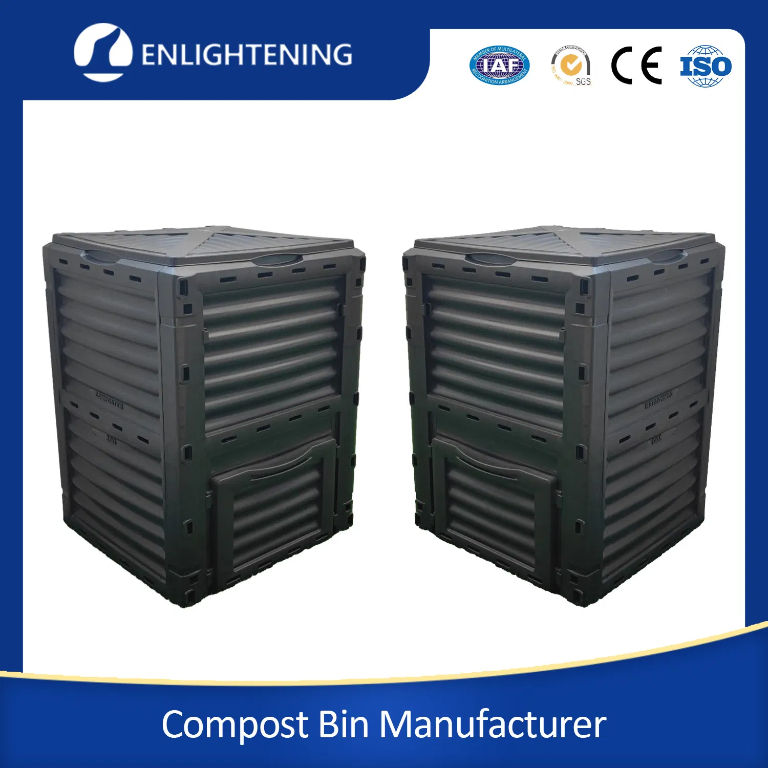 Custom Size Eco-Friendly 200L Outdoor Garden Polypropylene Plastic Waste Worm Screw Free Slot-Less Assembly Compost Composting Containers Bin for Outside