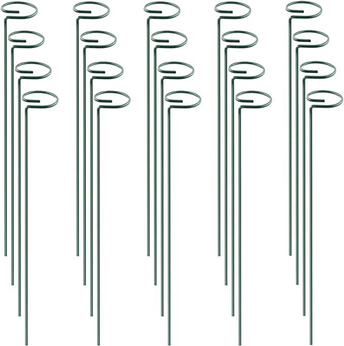 Hopesun 5.8 Inches Single Stem Plant Support Stakes Steel Garden Stakes