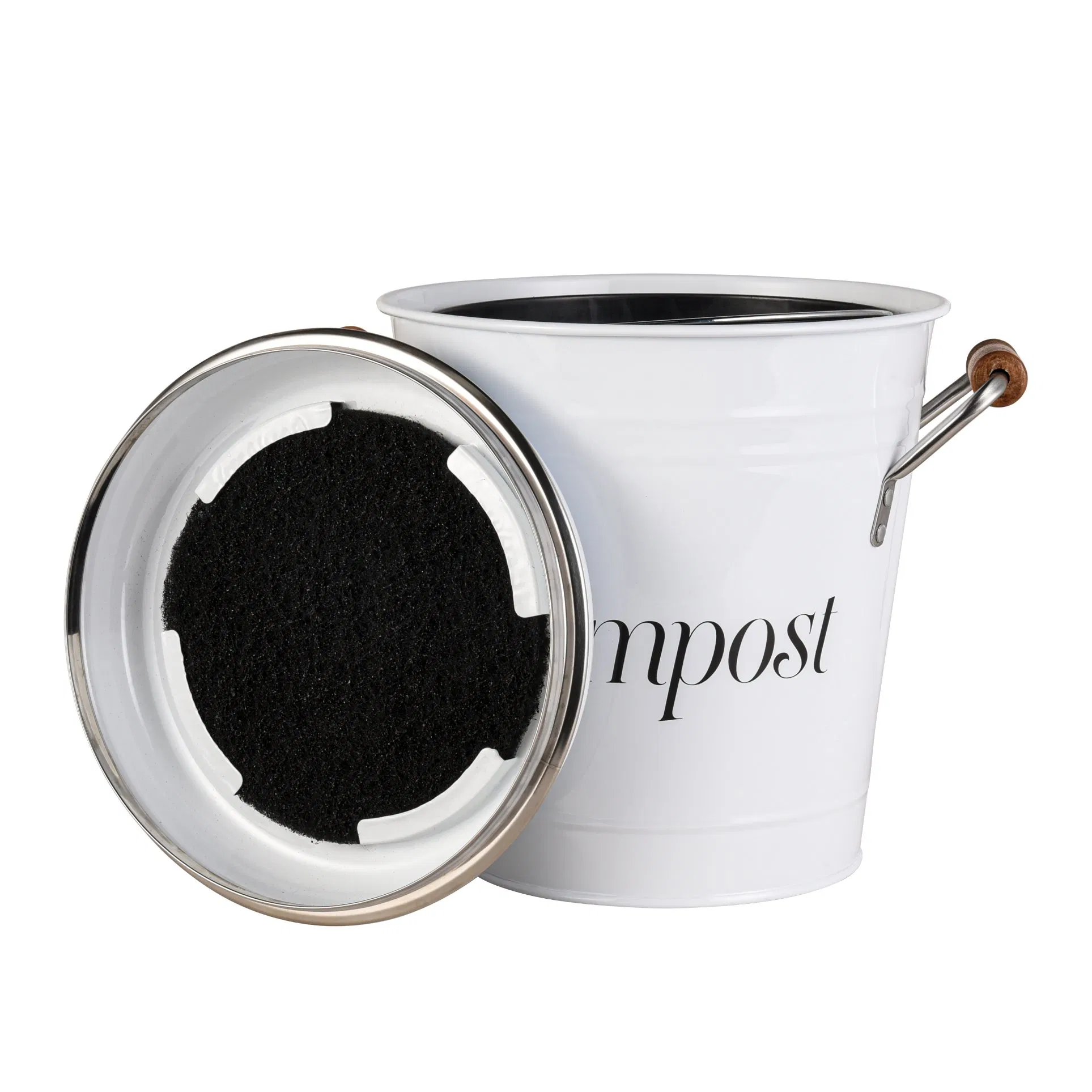 1.3 Gallon 5L Food Composting Home Kitchen Carbon Filter Stainless Steel Waste Compost Bin