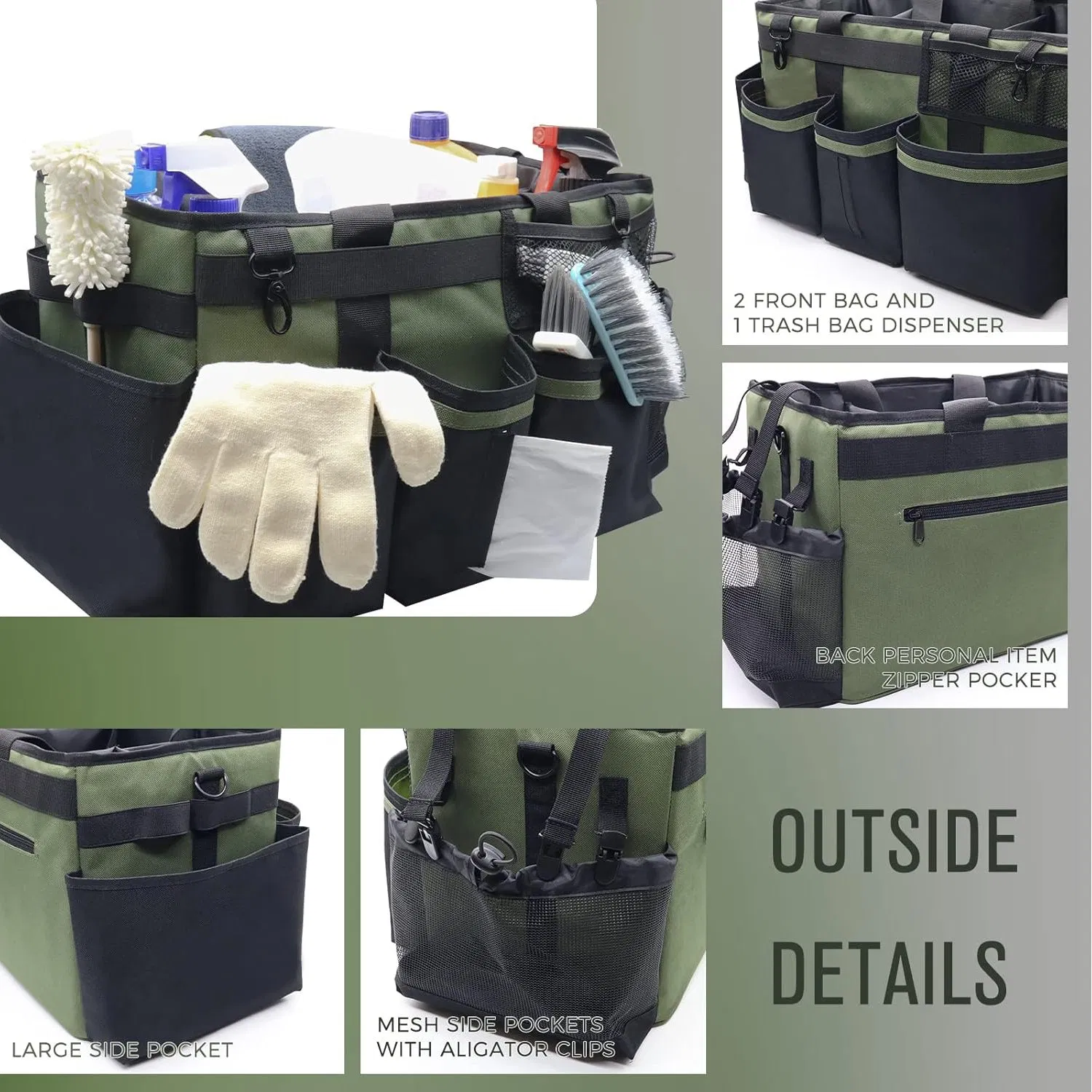 Wearable Garden Tote Cleaning Tool Bag Caddy Organizer with Handle