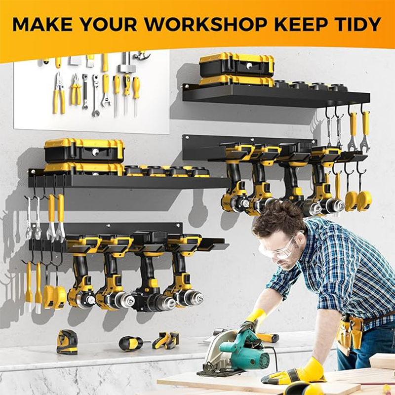 Metal Wall Garden Tool Organizer Set Garage Advanced Powder Tool Wall Mount Storage Garden Tool Organizer for Workshop Shed Pegboard Basement